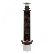 Блок розеток круглый, 3 розетки, 2USB, D=60мм, серый