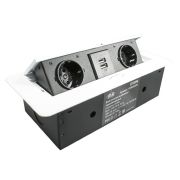 Блок розеток горизонт, 2 розетки, 2USB: 1x2,1A/2x1,05A, белый, кабель 2м